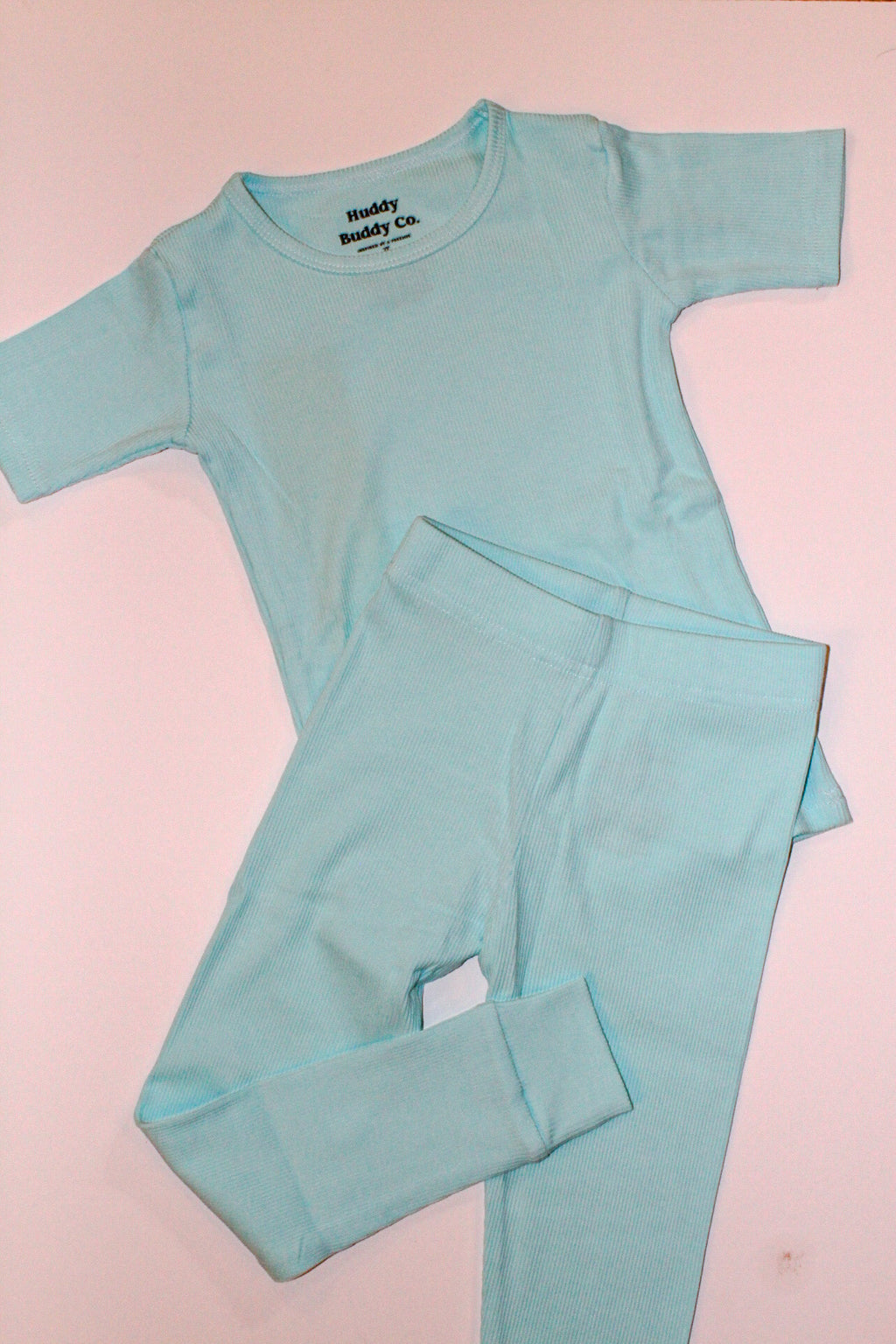 Bamboo Basics Blue Ribbed Two Piece