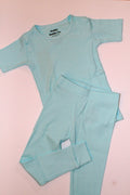 Bamboo Basics Blue Ribbed Two Piece