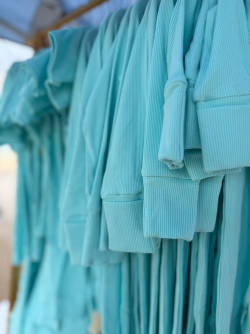 Bamboo Basics Blue Ribbed Two Piece